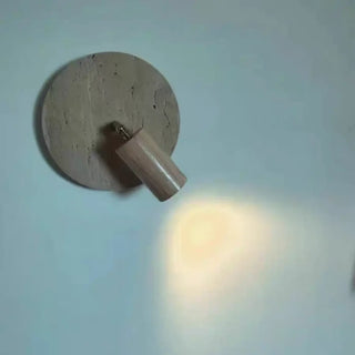 Travertine stone wood wall light E27 LED 18cm