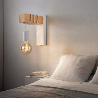Industrial wood aluminium wall sconce E27 8W black bedroom