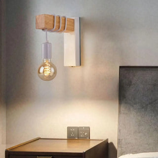 Black wood metal wall sconce E27 LED industrial office light