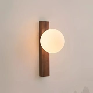 Scandinavian walnut glass wall sconce brown – installed