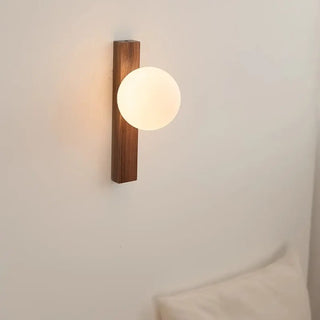 PHERES wood glass LED wall light 1600g – side view