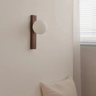 Warm walnut wood wall sconce 3000K S size – close-up