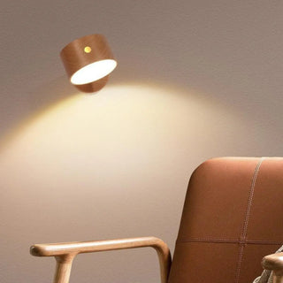 Brown wooden compact wall sconce G4 LED warm white bathroom