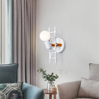 White snowman wall sconce – playful industrial modern