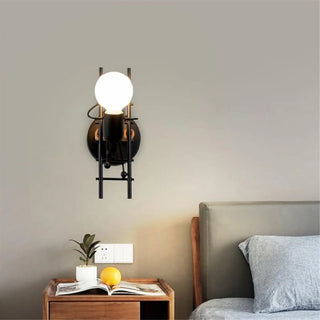 Black snowman wall lamp – metal E27 industrial design