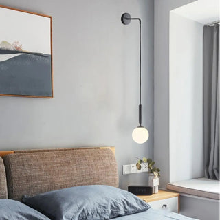 Black gold ball wall light E27 LED adjustable arm black