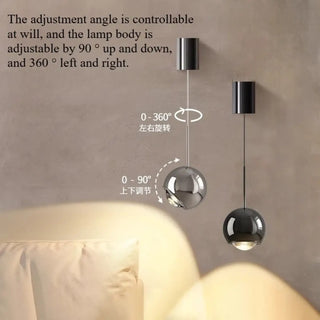 Black adjustable ball wall sconce front view – G4 12W 24cm modern