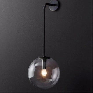 Black glass globe wall sconce E27 5W LED industrial original