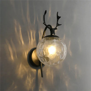 Black deer antler wall lamp glass – decorative Scandinavian