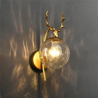 Deer antler glass ball wall sconce E27 – gold original