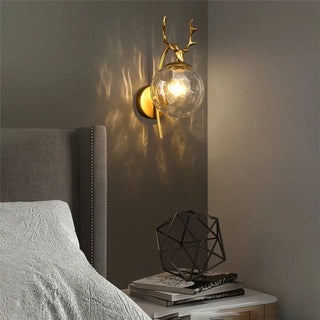 Gold glass ball wall sconce deer – E27 LED ambient light