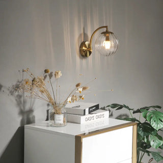 Clear transparent glass ball sconce – E14 LED warm glow