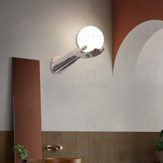 Black art deco wall lamp G9 LED IP65 metal arm ball 19×24cm