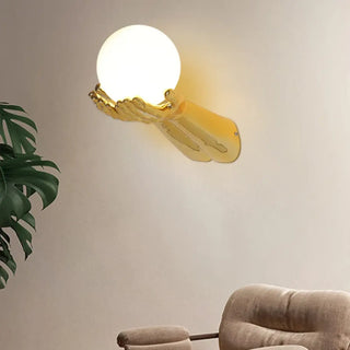Art deco metal wall sconce G9 LED IP65 gold outstretched arm