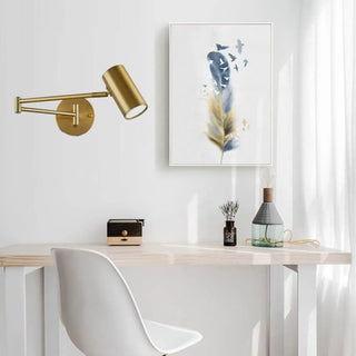 Gold articulated arm wall sconce GU10 8W LED Art Deco modern