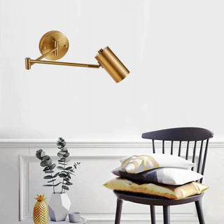 Art Deco gold arm wall light GU10 8W LED 60cm adjustable