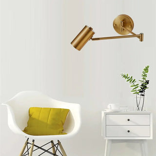 Gold aluminium articulated arm sconce GU10 LED warm 3000K
