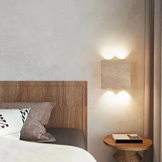 WEDI square stone wall sconce close-up texture