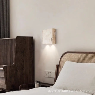 WEDI travertine wall light installed contemporary