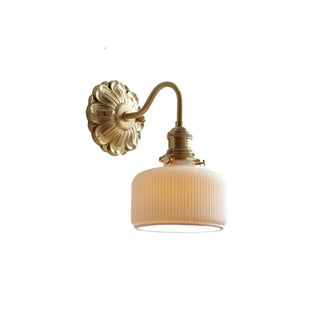Elegant vintage wall sconce installed – gold white acrylic 14cm diameter