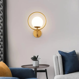 Scandinavian globe sconce – frosted glass close-up