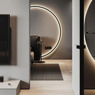 Black round wall sconce – original modern 60cm side angle