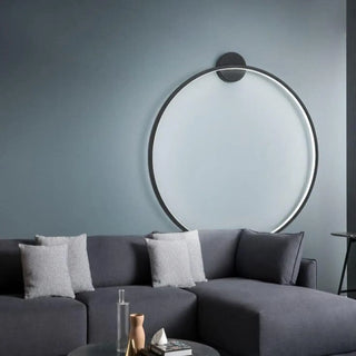 Large circle wall light black – ambient warm LED glow