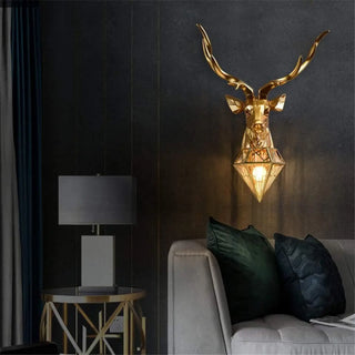 Deer art wall light – silver modern original statement piece