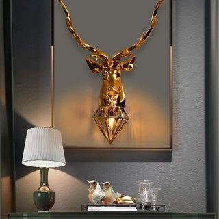 Large deer-shaped wall sconce – gold aluminum side view