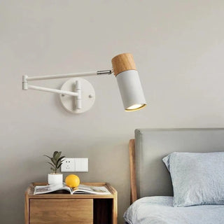 Adjustable arm bedside wall sconce white LED – close-up