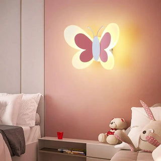 Butterfly baby room wall light G4 LED pink blue nursery