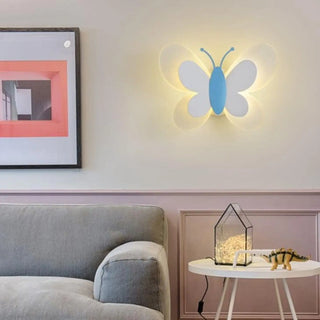 Pink butterfly wall light G4 LED baby nursery soft glow