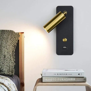 Gold cylinder wall sconce G4 12W aluminum – front view