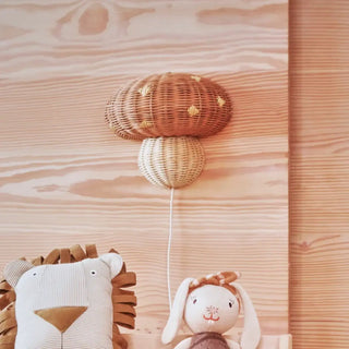 Rattan mushroom wall sconce E27 natural brown 31cm