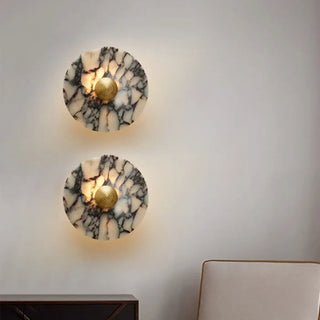 Minimalist marble and metal wall sconce G9 LED beige 25cm