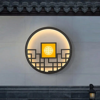 Large Chinese wall sconce G9 30W – black aluminum 80cm