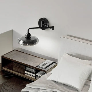 Silver LED wall sconce with glass diffuser – dimmable 12W indoor