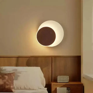 Circular LED wall light brown wooden ring G4 IP65 modern