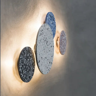 Circular granite LED sconce white – IP65 rock texture