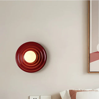 Red corrugated wall sconce front view – G4 5W 6000K modern