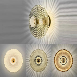 GLASS circular glass wall sconce installed bedroom