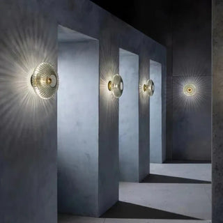 GLASS circular retro wall sconce close-up detail