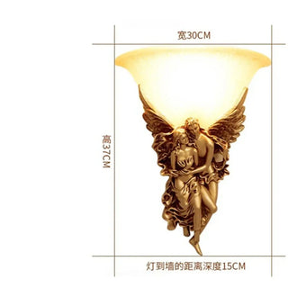 Gold white angel wall sconce decorative resin glass E27 LED