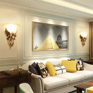 Classic gilded angel wall light resin metal E27 LED warm 3000K