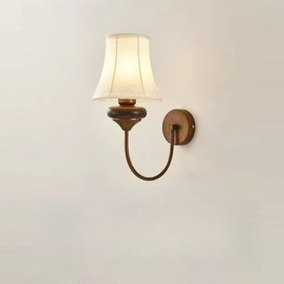 Bronze vintage wall sconce E14 LED linen shade hallway light