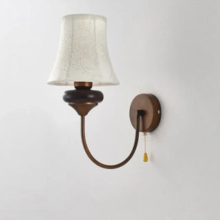 Classic bronze linen lampshade wall lamp E14 warm bedroom