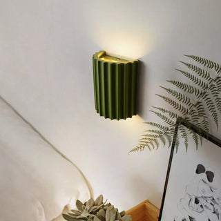 Cane weave wall light detail – vibrant color pattern close-up