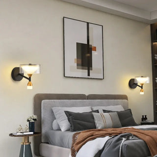 Cone acrylic wall sconce close-up – black gold LED IP20 2000g