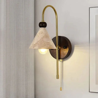 gold conical travertine wall light LED – pull chain original