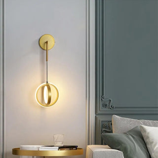 Gold contemporary wall light G9 side view 30cm